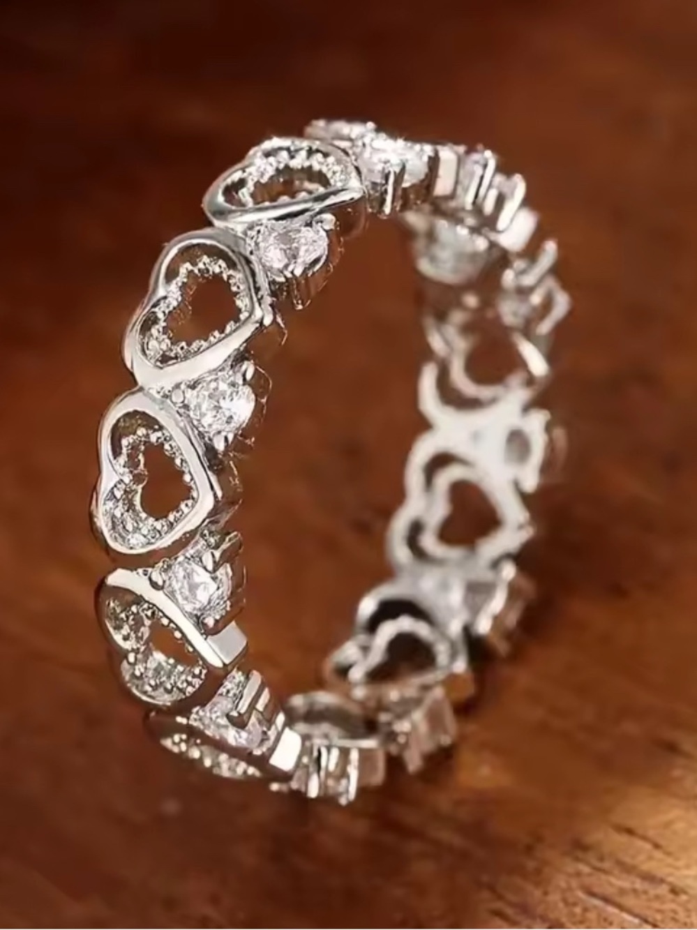 NEW Sparkling Heart Link Ring — 925 Sterling silver
